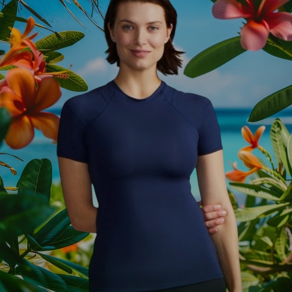 TOMMIE COPPER NAVY WOMEN’S PRO-GRADE SHORT SLEEVE SHOULDER SUPPORT SHIRT SIZE M - Picture 2 of 16